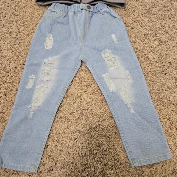 Mini Me Boutique Girls Size 4/5 Outfit, Jeans and Zip Up - Picture 2 of 11